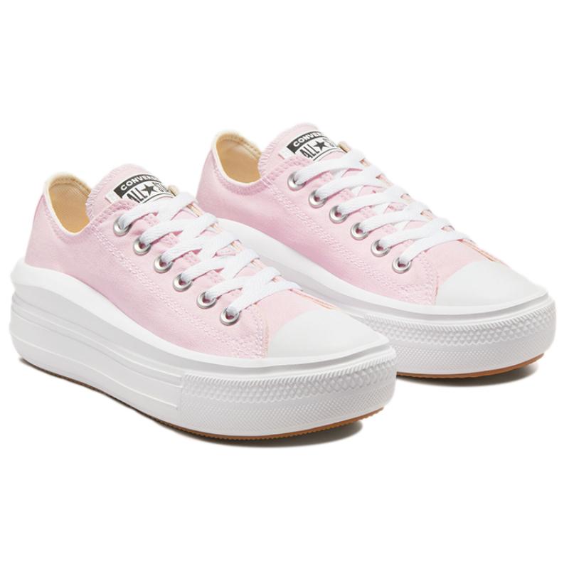 Converse Chuck Taylor All Star Move Comfortable and Versatile Low-top Canvas Shoes Women's Pink and White