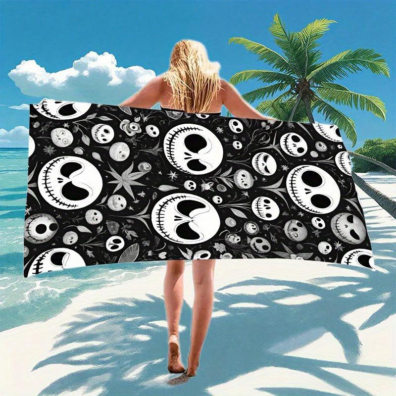 1 Beach Towel, Jack Skull Pattern, Beach Towel, Suitable for Yoga, Travel, Swimming, Beach, Fitness, Camping, Bath Towel