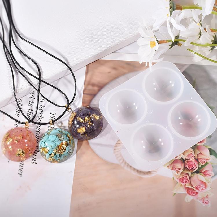 Hemisphere Gem Epoxy Mold for DIY Jewelry Craft Making with Screw Ring Kit