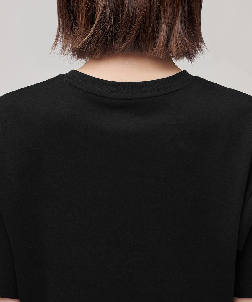 MUSINSA STANDARD WOMAN Women'S Relaxed Fit Crew Neck Crop T-Shirt [Black]