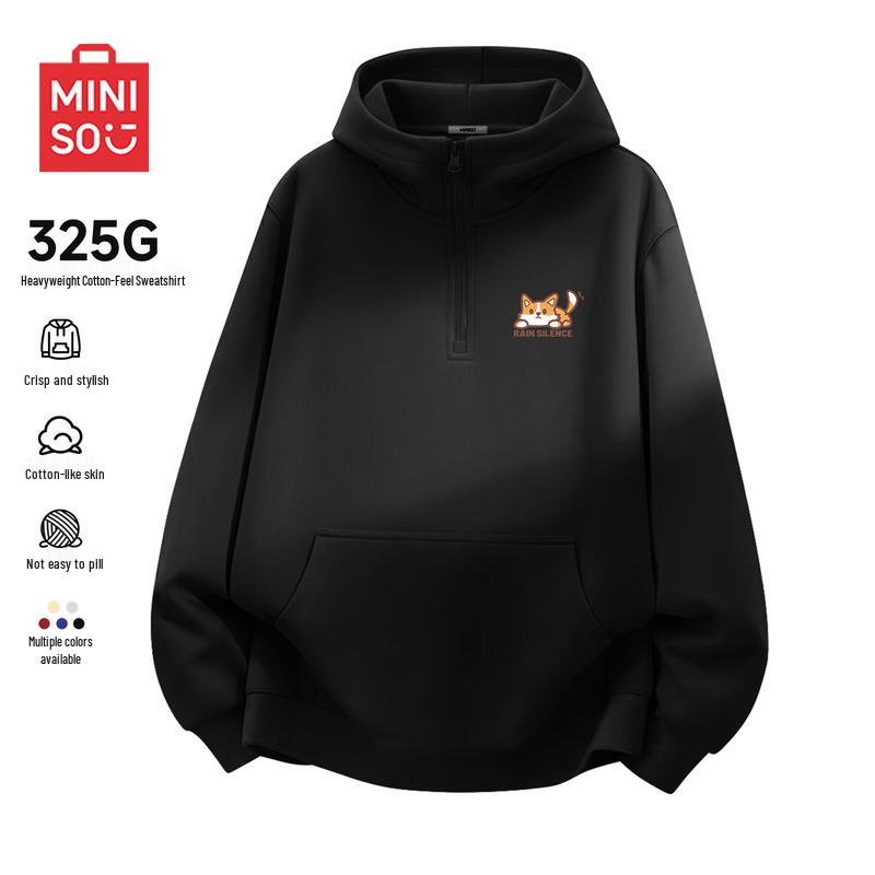 MINISO Men s Half-Zip Hooded Pullover Sweatshirt XL