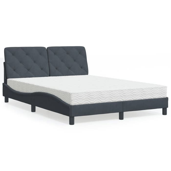 VidaXL Lit avec Matelas, Lit Rembourré avec Coussin de Tête de Lit, Lit Double, Lit Adulte de Chambre à Coucher Intérieur, 3208647