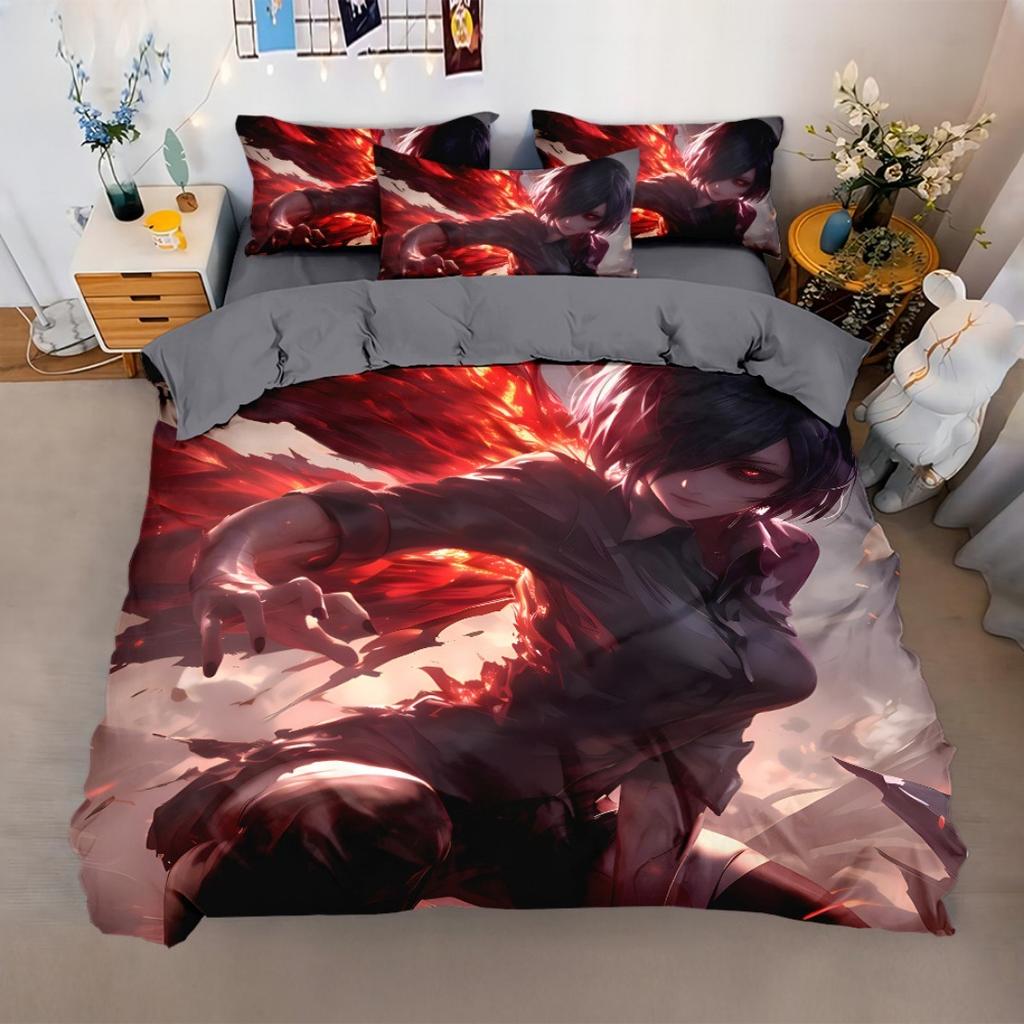 Tokio El Band Printed Bedding CollectionsGhoul Bedding Collection Anime Tokyo Ghoul Duvet Cover Bed Collection Quilt Cover Pillowcase Comforter