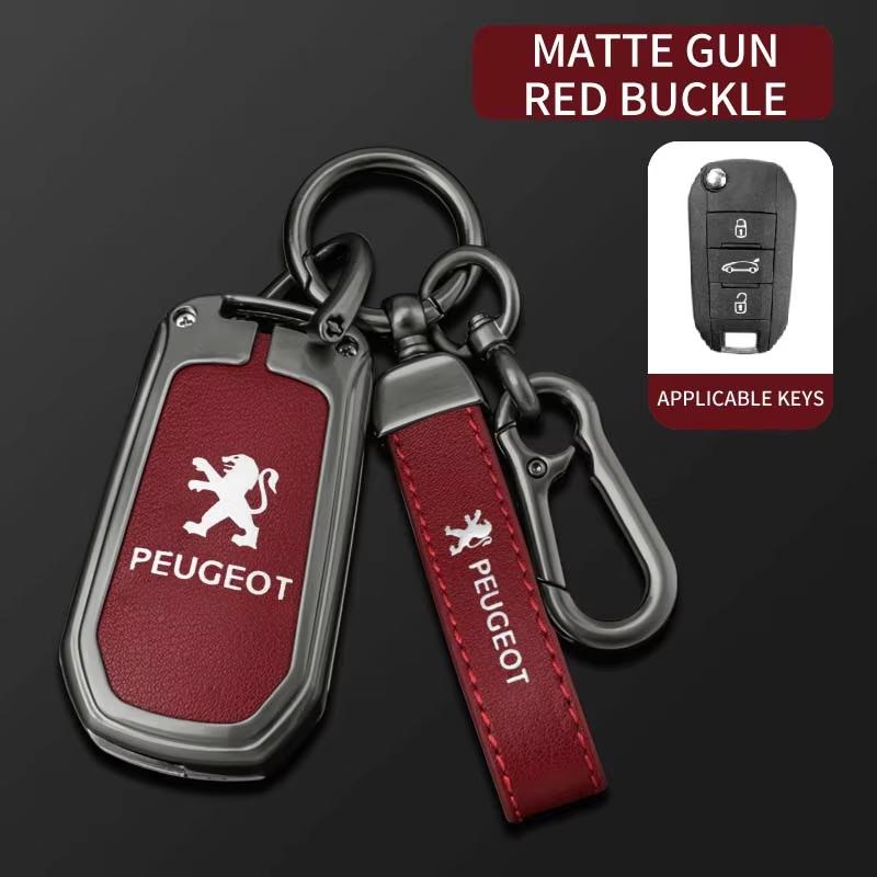 Neues Leder Schlüsselanhänger Zubehör für Peugeot 208 2008 301 308 508 5008 RCZ Auto Klappschlüssel Fernbedienung Hülle Abdeckung Schutz Schale Schlüsselanhänger