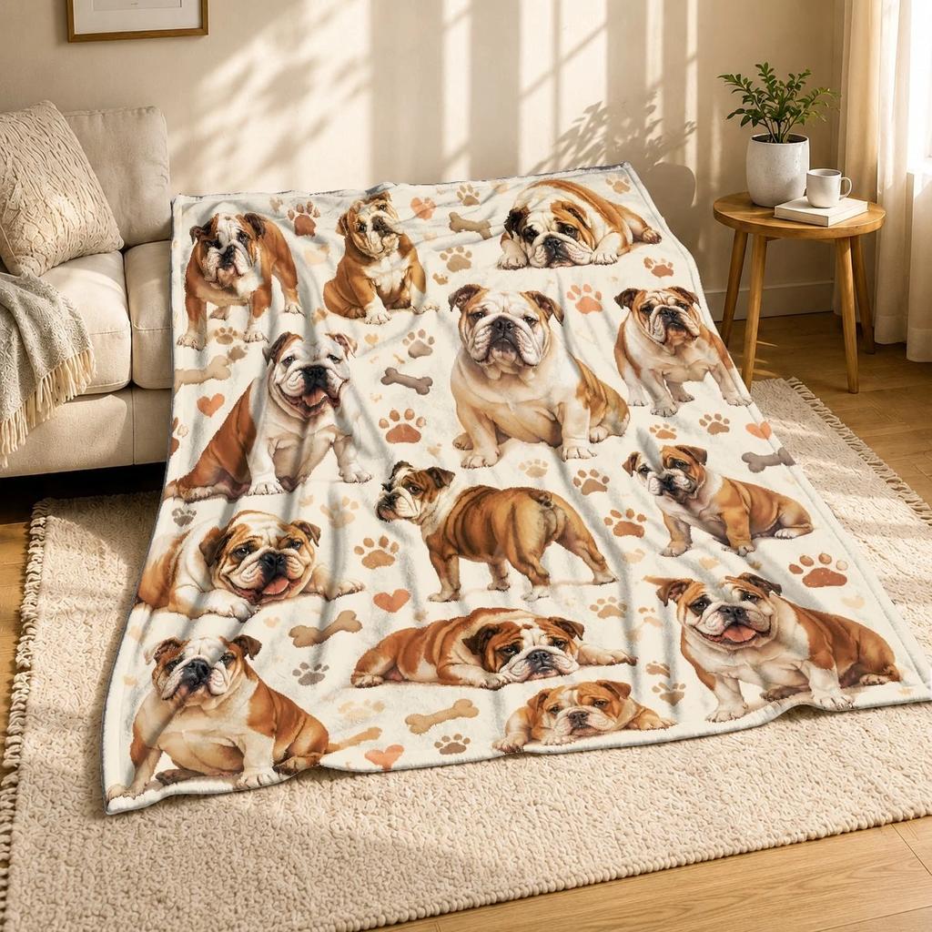 English Bulldog Paw Coral Fleece Blanket Dog Lover Decor