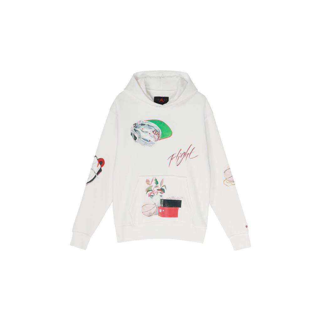 Air Jordan Alphabet Pattern Pullover Hooded Long Sleeves Hoodie White DQ8044-133