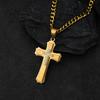 European and American Double-layer Three-dimensional Cross Pendant Punk Trendy Men's Titanium Steel Necklace