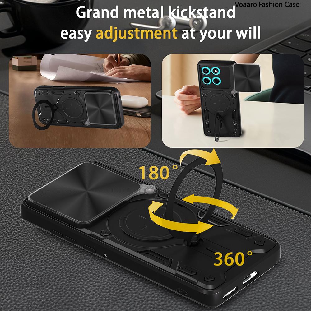 Slide Lens Push Window Armor Funda for Motorola Moto Edge 60 Fusion 5G Case for Motorola Edge 60 Case Magnetic Ring Stand Cover