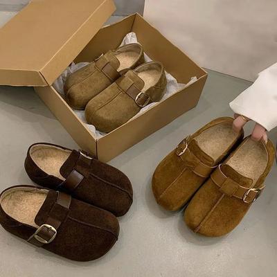 Fashion Versatile Comfortable Non-slip Birkenstock Cotton Shoes Autumn and Winter New Niche Design Warm Women's Cotton Shoes
