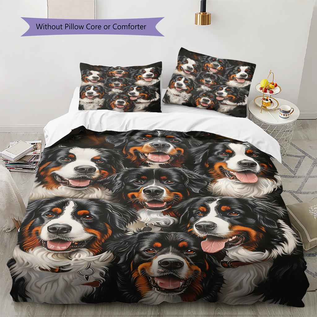 Set Copripiumino Trapuntato con Fantasia Cane di San Bernardo Federa Decorazione per la Casa Regalo (1 * copripiumino + 2 * federa, senza nucleo)