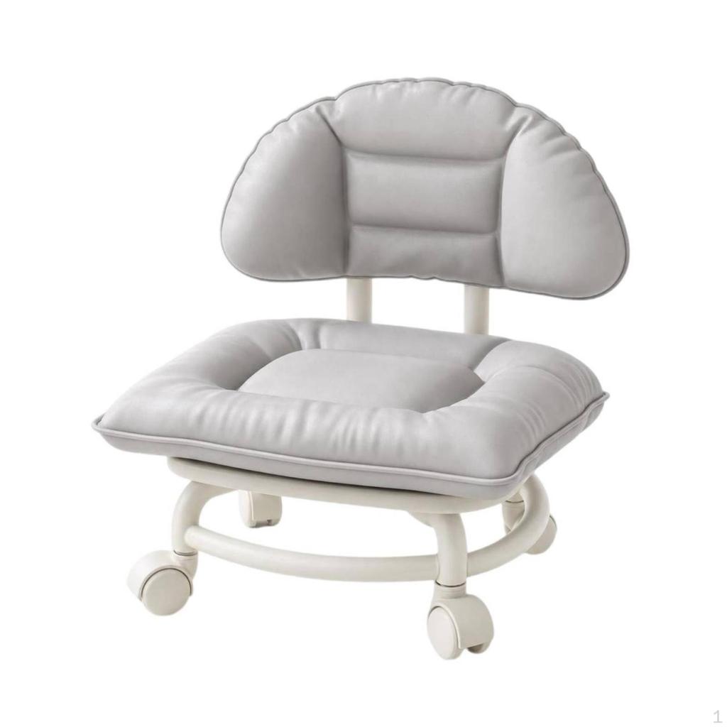 Rolling Stool with Backrest Padded Mobile Chair Cushion Compact for Bedroom