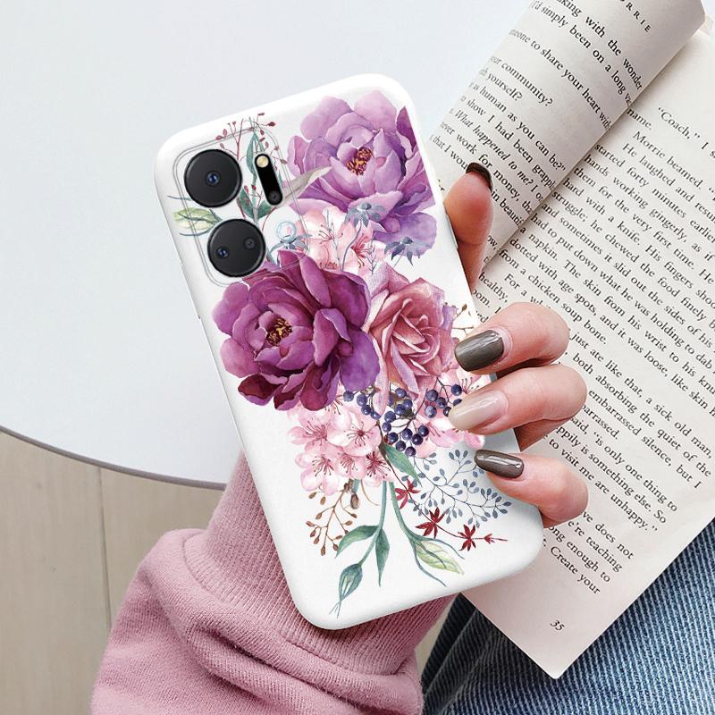 Case For Honor X7a 6.75 inch Cute Heart Flower Back Cover Soft Silicone Matte Protective Funda For Honor X7b X7c X7d X8b X8c TPU