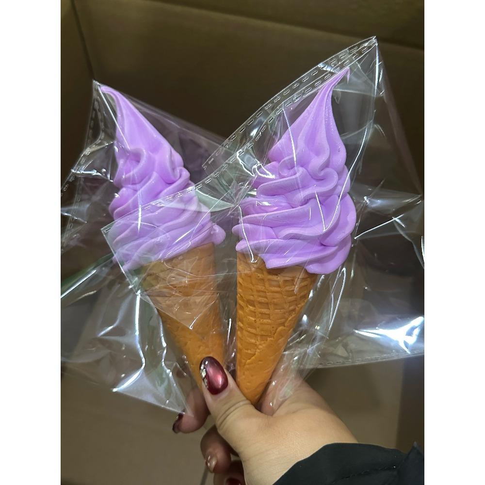 Plastikowy Model Symulujący Jedzenie Dekoracja Rekwizyt Podwójne Kolory DIY Lody Sztuczny Rożek Waflowy 17cm 6.7cala Pokaz Wideo ASMR