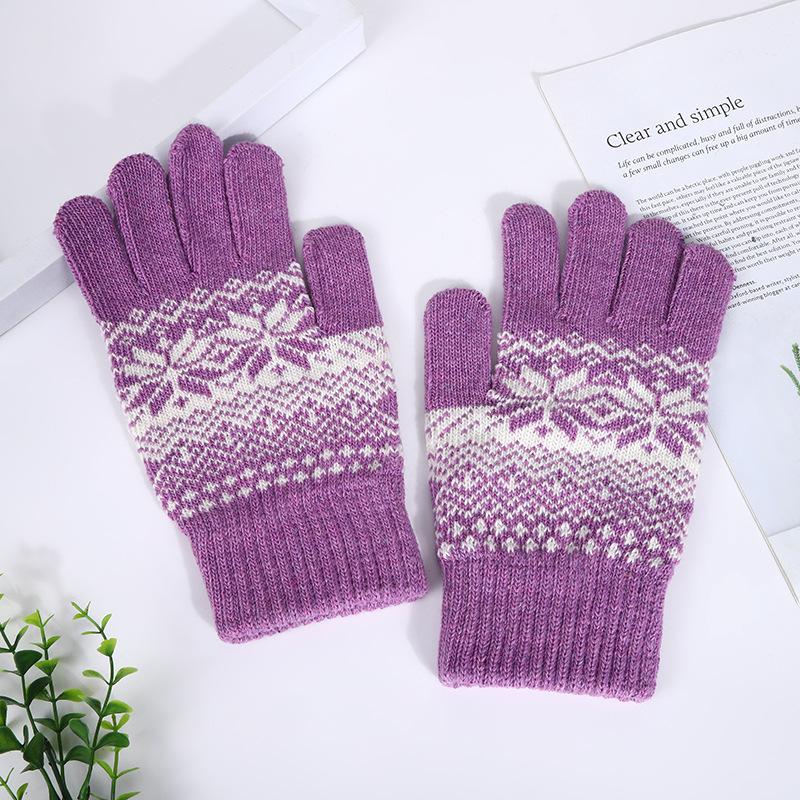 Winter warm snowy knitted five-finger gloves split-finger gloves adult gloves