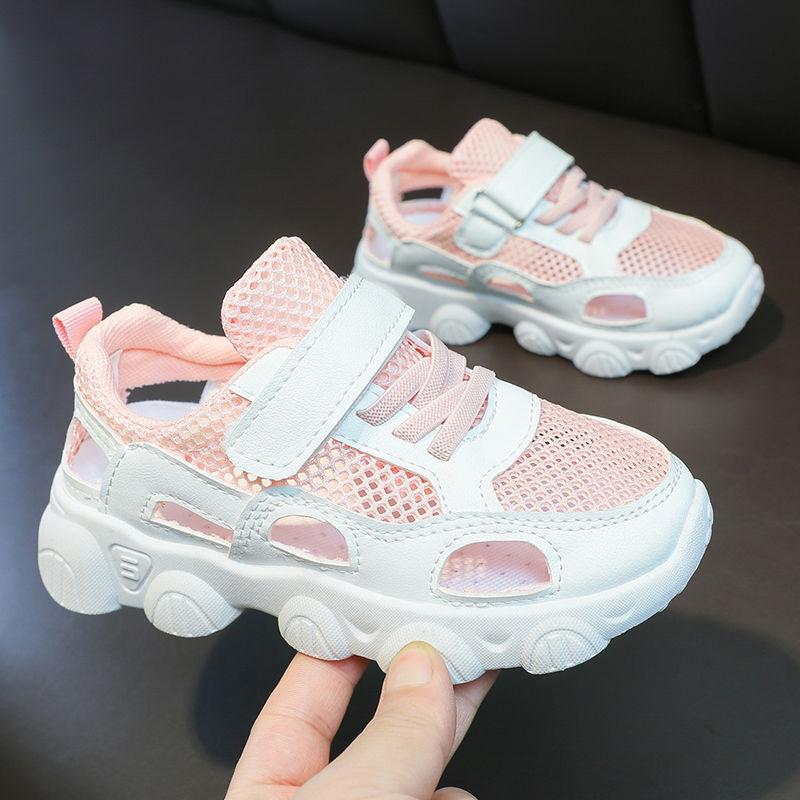 Summer boys and girls mesh breathable sports shoes spring and autumn children's casual soft sole hollow boys dad shoes baby shoes