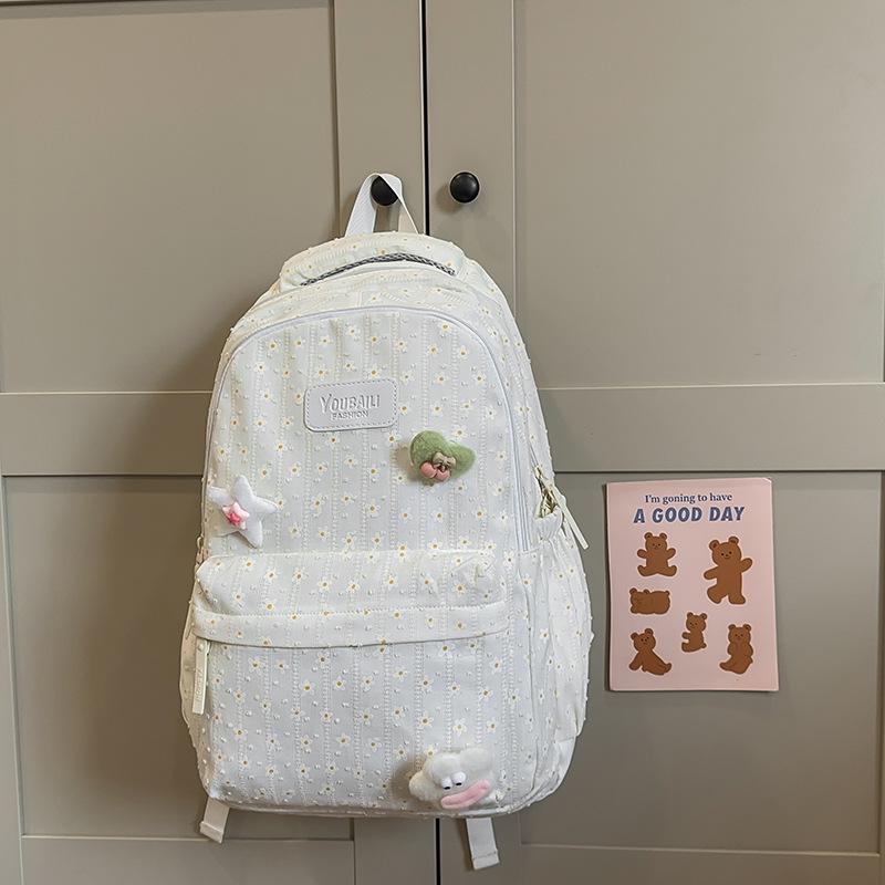 Japanese ins small fresh backpack female cute flower casual schoolbag junior high school students large capacity backpack tide