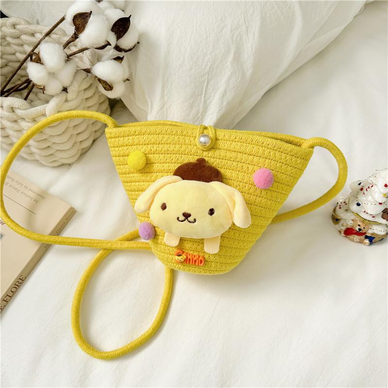 Adorable Cartoon Children Bag Cute Plush Teddy Woven Spring Summer Crossbody