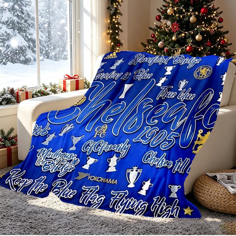 Football club.C Pattern Blanket for Home Decoration, Bed, Sofa, Car Travel, Camping, Suitable for All Seasons, Birthday Christmas Gift