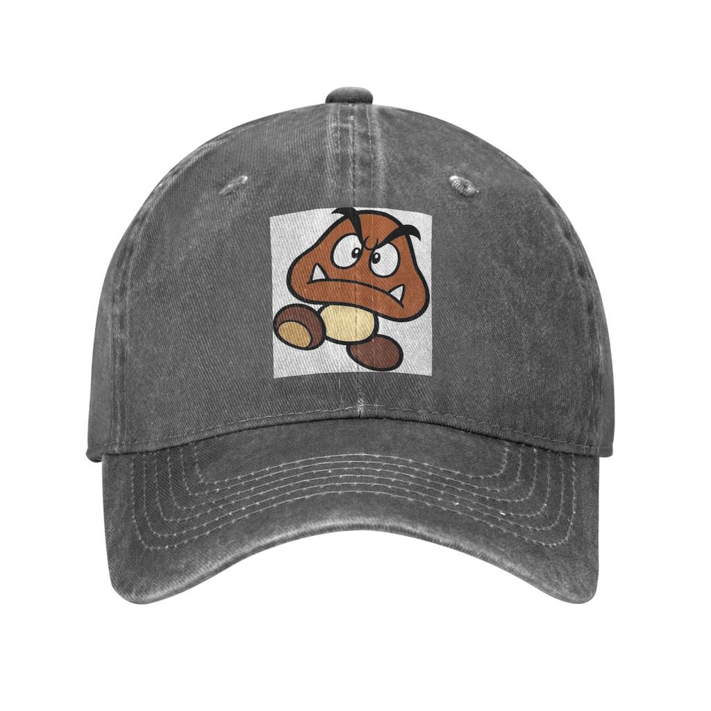 Cartoon Game Goomba Face Denim Fabric Cap Casual Baseball Caps Adjustable Hat Summer Unisex Baseball Hats