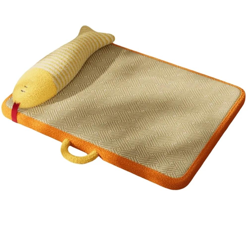 

Pet Cooling Mat Scratch Resistant Dog Sleeping Mattress Non-slip Pet Sofa Bed Fish Shaped Pillow with Handle Cat Sleeping Pad оранжевый