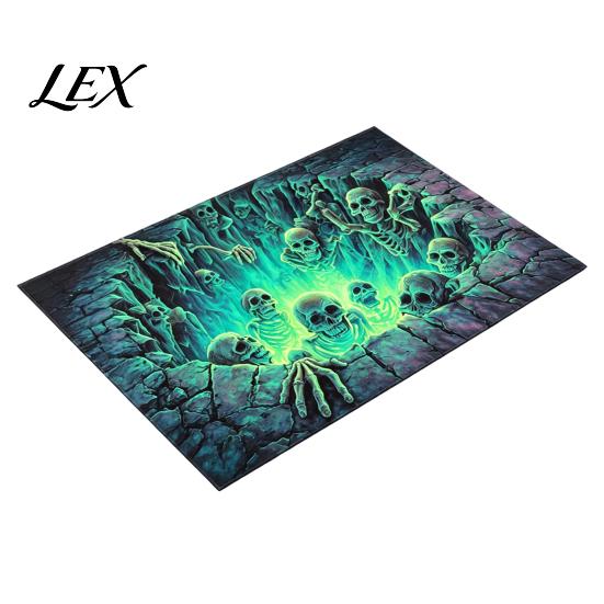 Heavy Duty Entry Mat 3D Skeleton Halloween Rug, Spooky Optical Illusion Entrance Depth Indoor Entryway Pattern Non-Slip Floor for Living Room Bedroom