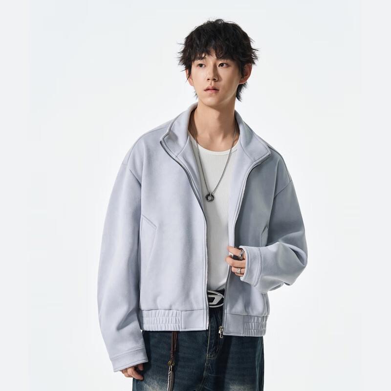 FENGXUN Herren schwere Wildleder Bomberjacke