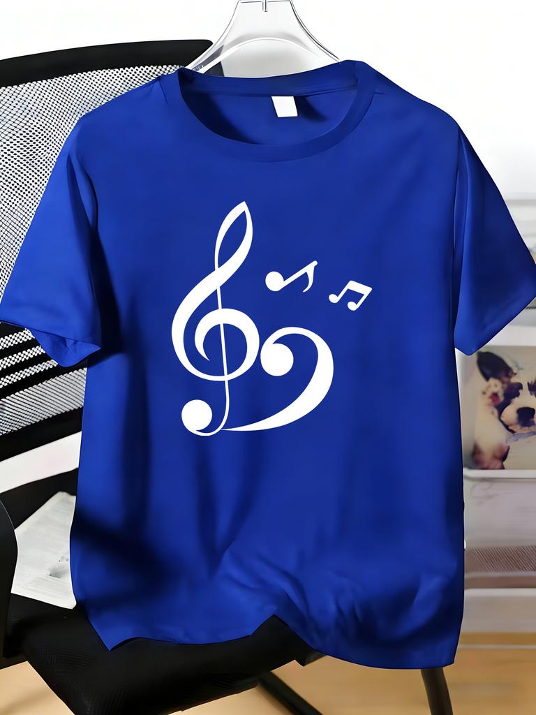 Unisexs Tee Heart Shaped Music Note Symbol Graphic Print Cotton Short Sleeve Male Casual Streetwear Outdoor Daily Basic Fashion Top