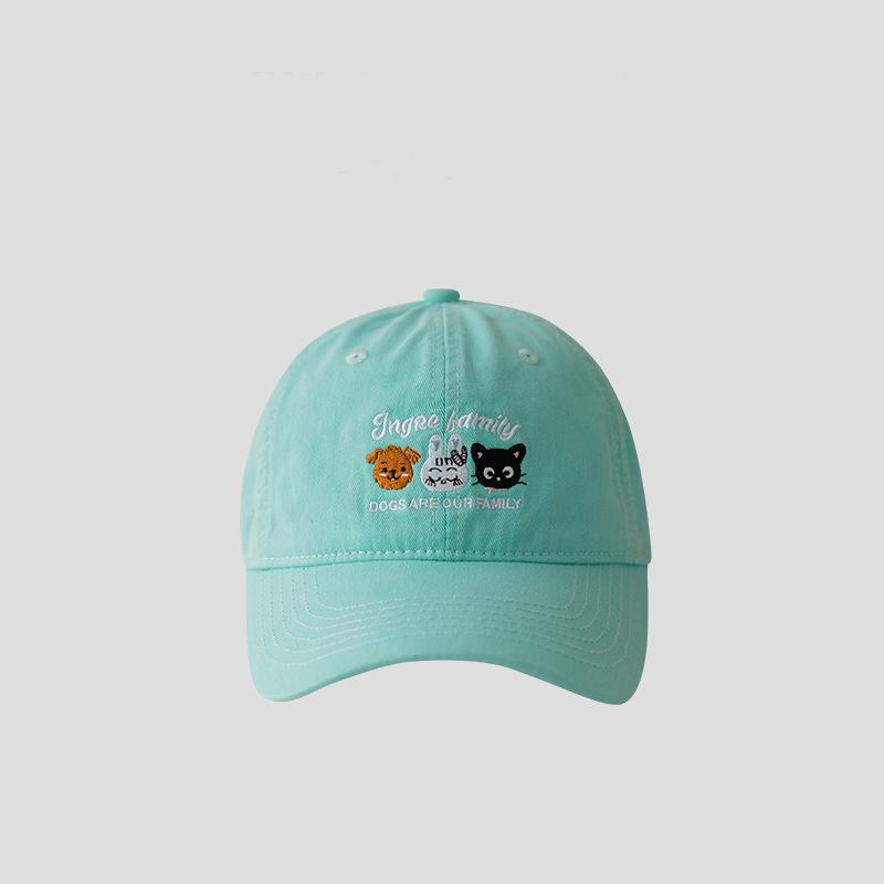 

Cute cartoon pattern embroidered peaked cap female spring and summer college style versatile face small soft top baseball cap male Adjustable