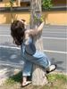 Girls' Denim Overalls with Gray Vest - Clearance, No Returns/Exchanges