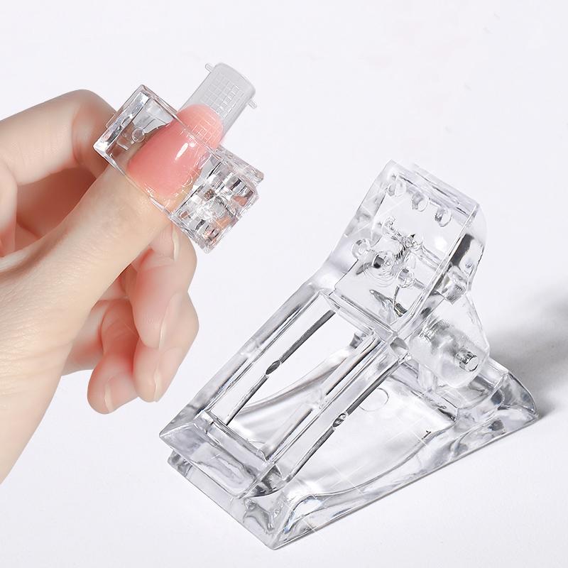 10pcs Acrylic Nail Clip Transparent Gel Quick Building Nail Tips Clips Fingernail Extension UV Clamps Manicure Builder Tools