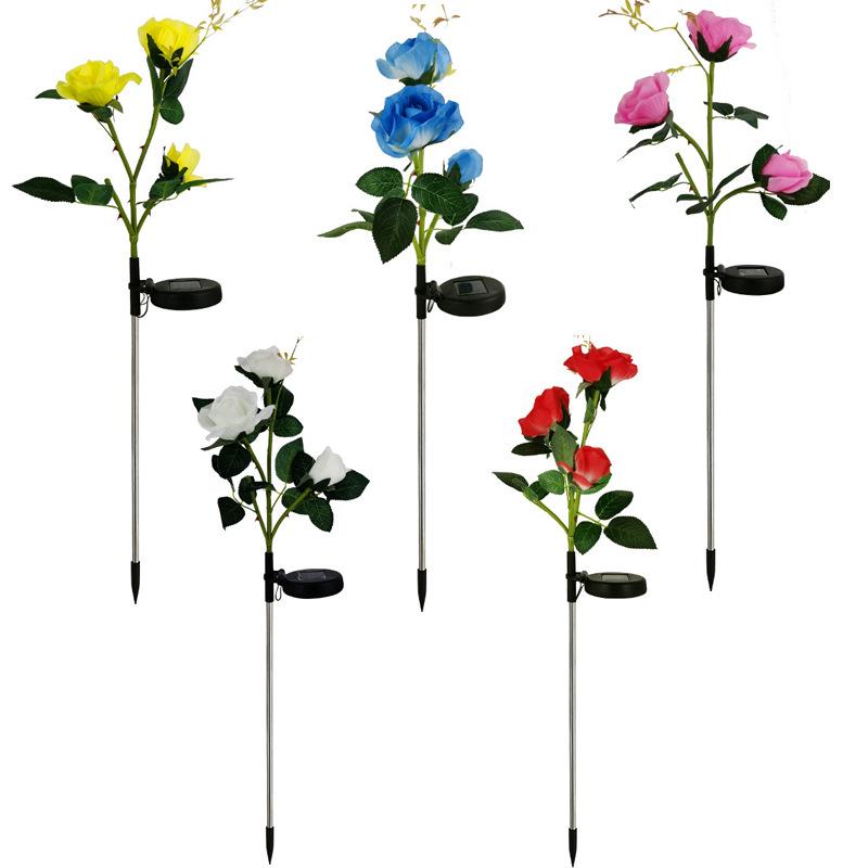 LED Solar Rose Flower Lights: 3, 5, or 6-Head Options for Outdoor Garden and Lawn Decoration
