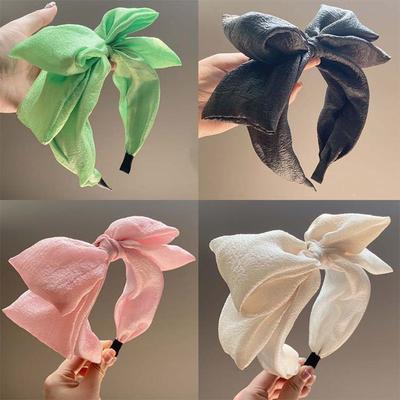 Fashion Big Bow Headband Big Bow Knot Hairband Women Girls Sweet Headwear Elegant Solid Summer Turban Wide Side Hair Accessories