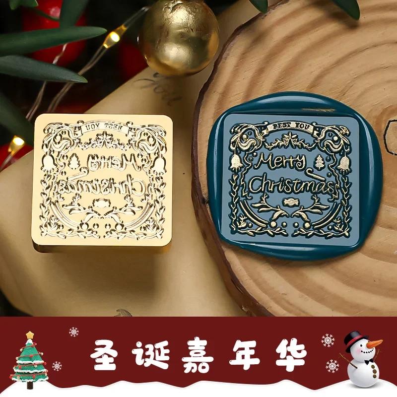 Merry Christmas Wax Stamp Retro Copper Brass Snowflake Reindeer Seal DIY Wax Sealing Stamp Envelope for Wedding Wax Seal HCZ052