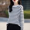 Striped Sweater Women's Fall-winter Round-neck Loose-fitting Casual Base Layer Sweater Women's Blouse