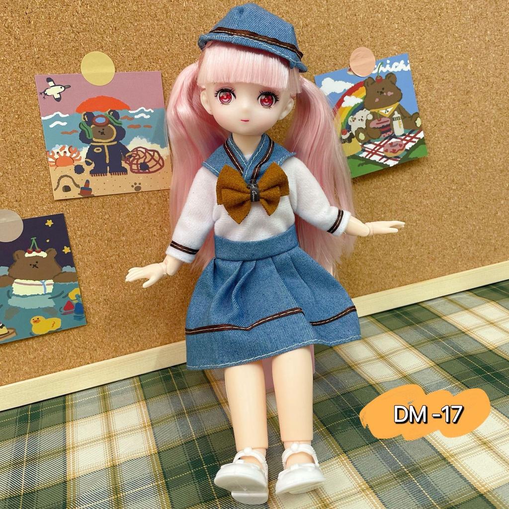 30CM Mini Movable 23Jointed Doll Girls Toy 3D Big Eyes BJD Princess Full Outfits Dresses Collection Childrens Doll Gift