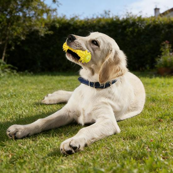 Pet Toy Teeth Cleaning Design Bite-Resistant TPR Medium Large Dogs Chew Toy with Built-In Sound Stimulator