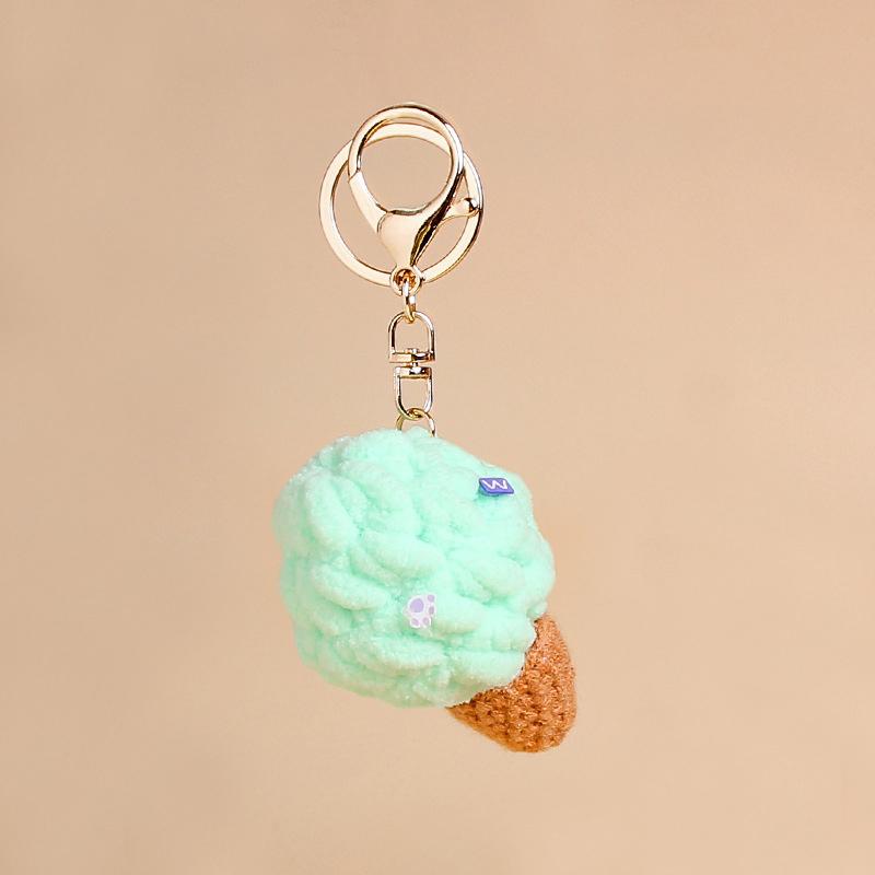 1PC Kids Kawaii Simulated Plush Ice Cream Cone Keychain Creative Cute Food Keyring Couple Key Holder Bag Pendant Decoration Toys