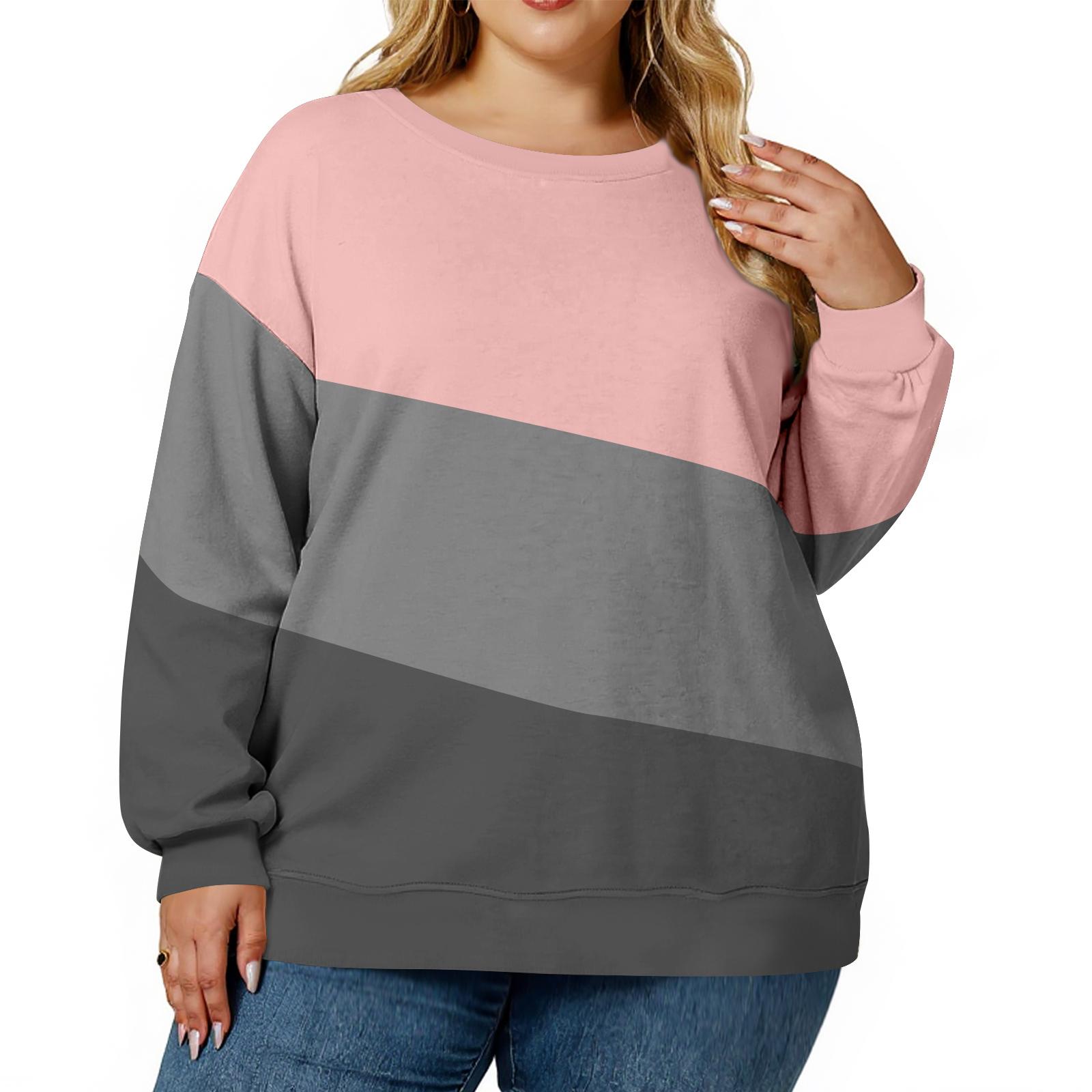 

Толстовка большого размера для женщин, оверсайз, с круглым вырезом, с длинным рукавом, пуловер L