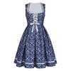 Women’s Vintage Bavarian Lace Up Bodice Dress Sleeveless Retro Style with Decorative Pattern for Festival Wear