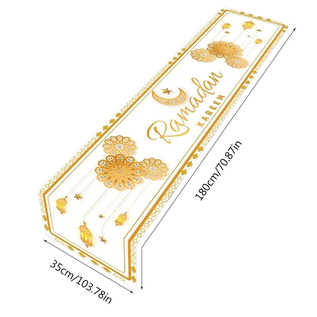 Eid Mubarak Tablecloth Ramadan Decoration for Home Islamic Muslim Party Supplies Handmade Table Runner Table Setting