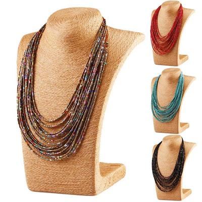 Μόδα Γυναικεία Μιξ Χρώμα Πολυεπίπεδη Χάντρες Σπόρου Τσόκερ Χοντρό Κρεμαστό Κολιέ Bib