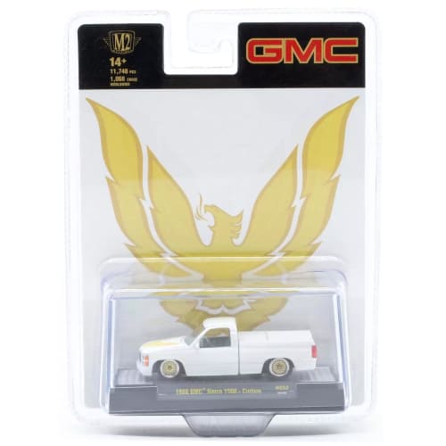 M2 Machines 1/64 Scale GMC Sierra 1500 Custom 1988 White Pickup Diecast Model Car