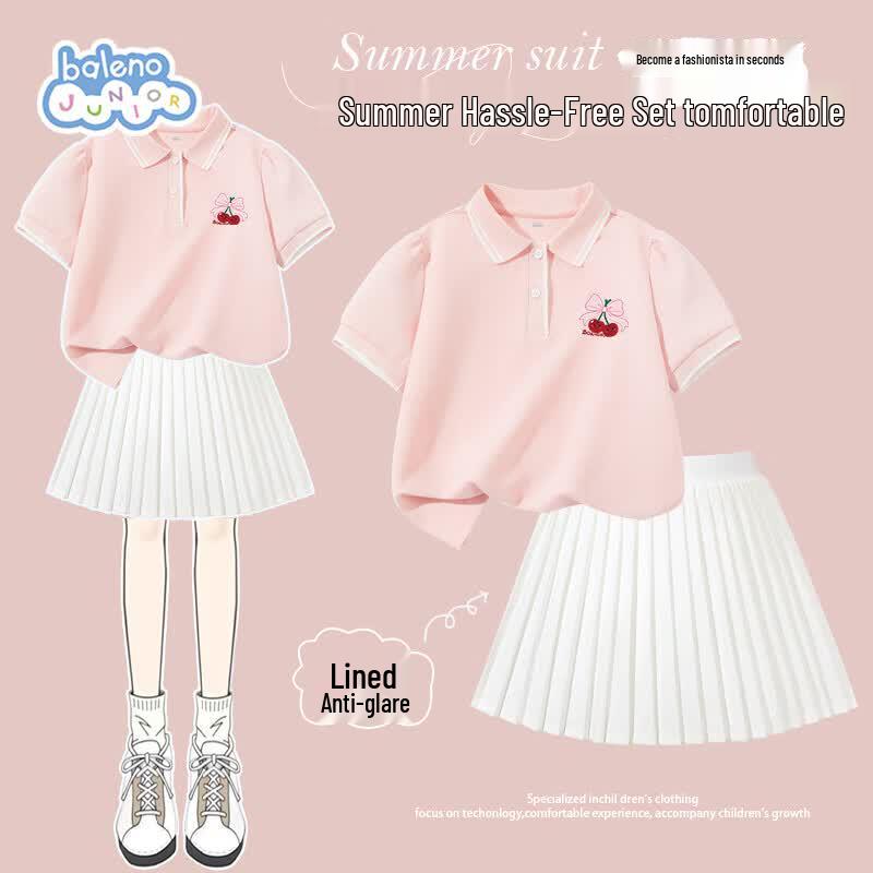 Baleno Girls  Quick-Dry Polo & Pleated Tennis Skirt Set 110