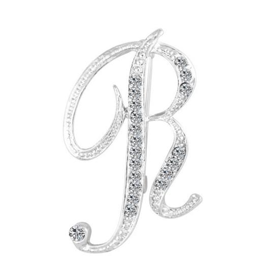 1 Pc Fashion Unisex Rhinestone English Letters Alphabet A-Z Brooch Pin Ornament