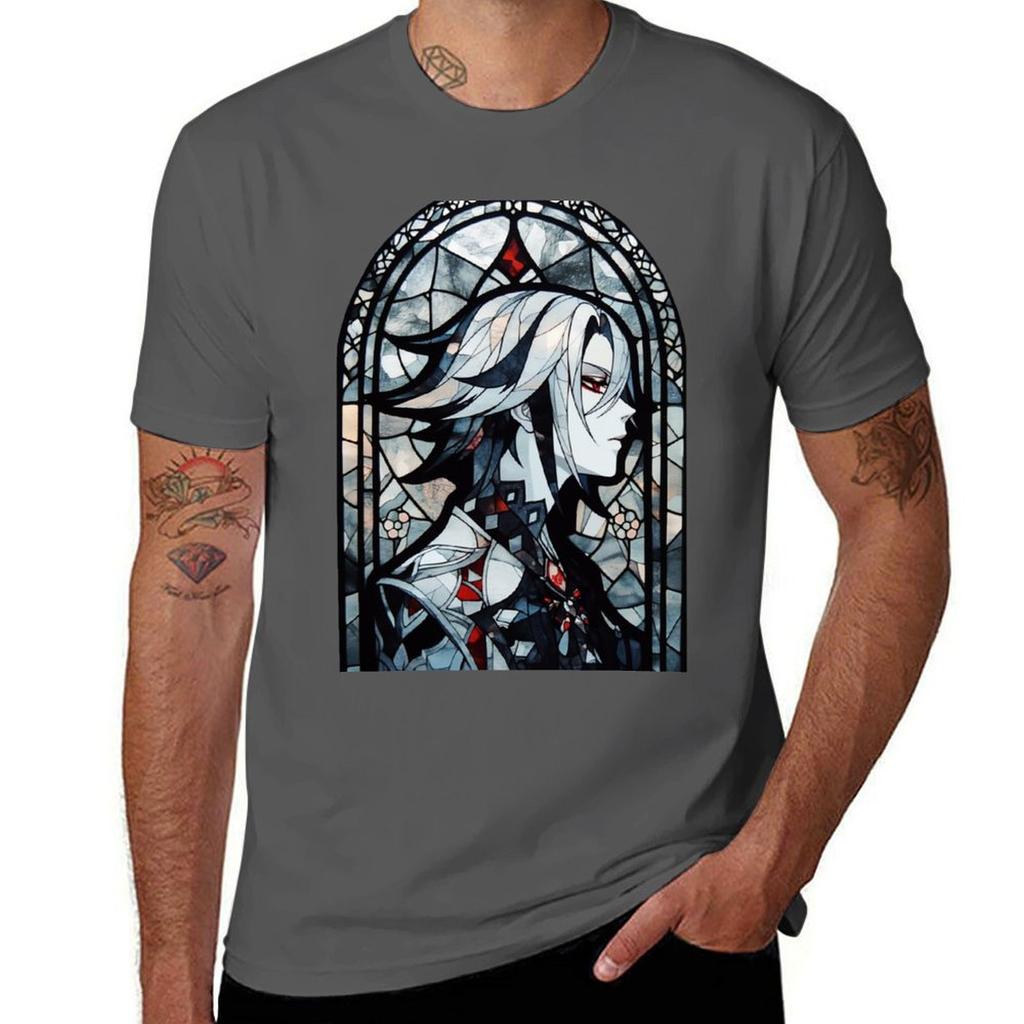 Stained Glass Arlecchino TShirt Soft Basic Cotton Short Sleeve Tee TShirt