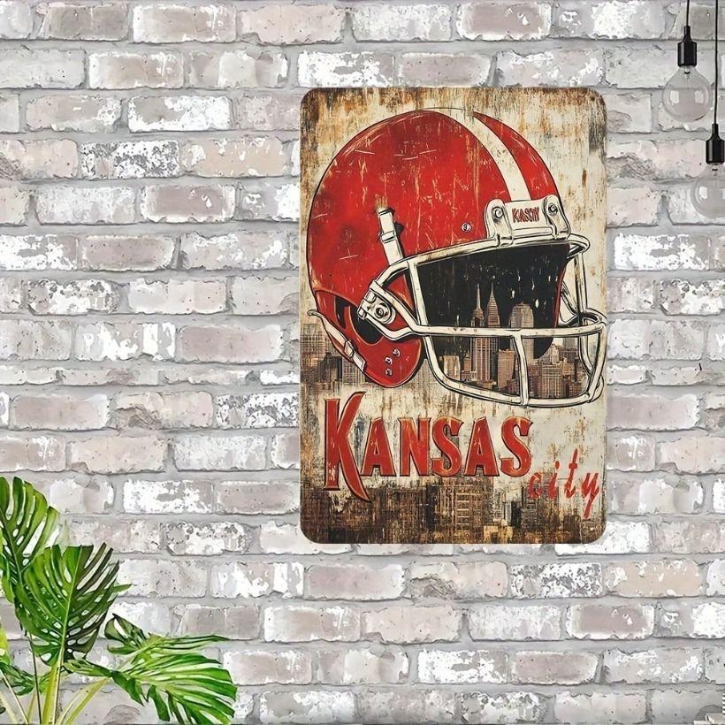 Vintage Metal Poster Kansas City Football Bar Wall Decor 20x30cm Waterproof