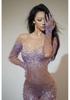 Women's Crystal Mesh Jumpsuit for Pole Dance Stage Performance
