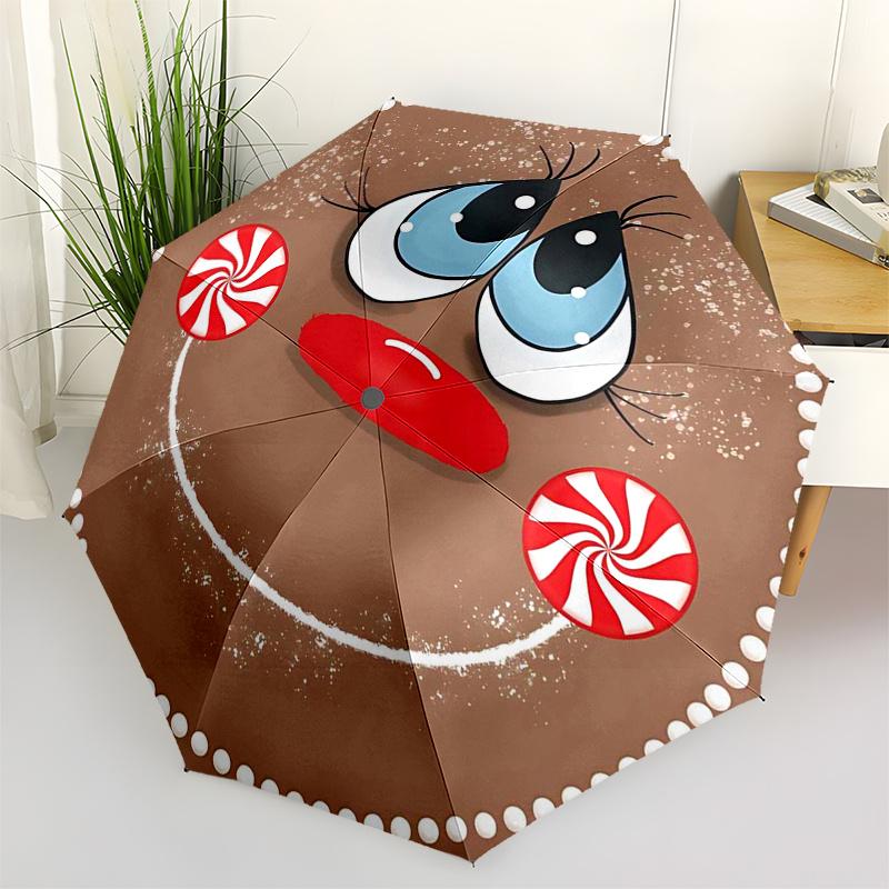 

Gingerbread Man Themed Travel Umbrella-8 Ribs Automatic Opening and Closing, Portable Folding Design, Compact and Stylish Umbrella Suitable