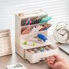 Desktop Storage Box Multi Compartments Pencil Sundry Holder with Drawer Plastic Stationery