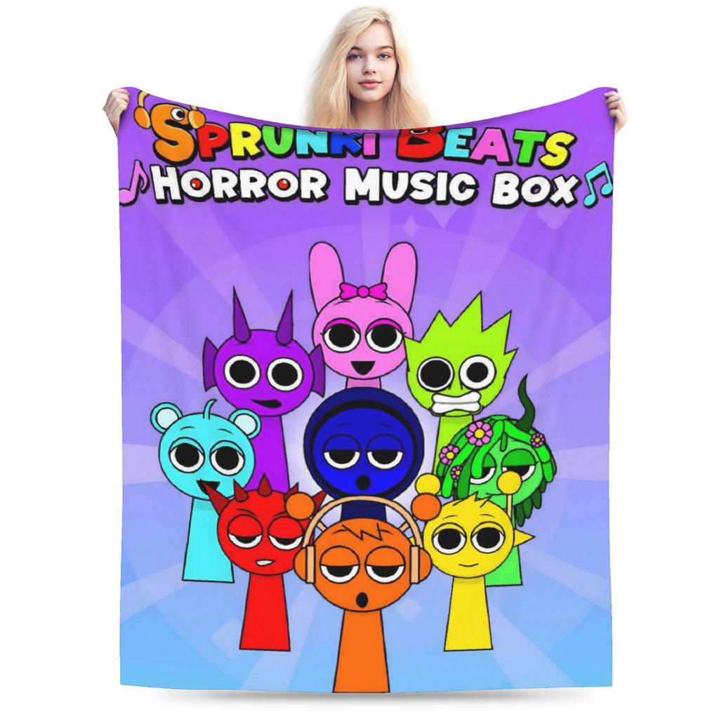 Cartoon Sprunki Music Game Blanket Fleece Soft Throw Blanket for Bedding Couch Bed Rug